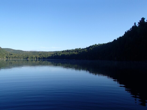 Vista panorámica del lago contra un cielo azul claro