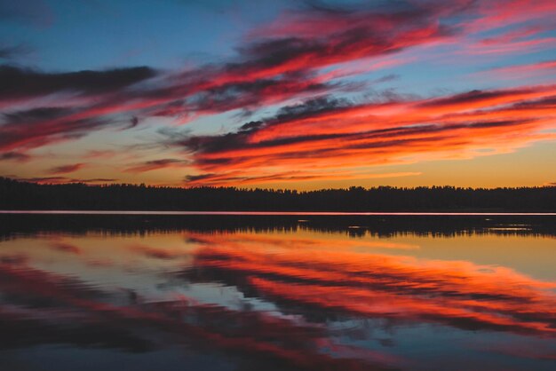 Vista panorámica del lago contra el cielo nublado