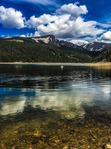 Foto vista panorámica del lago contra el cielo