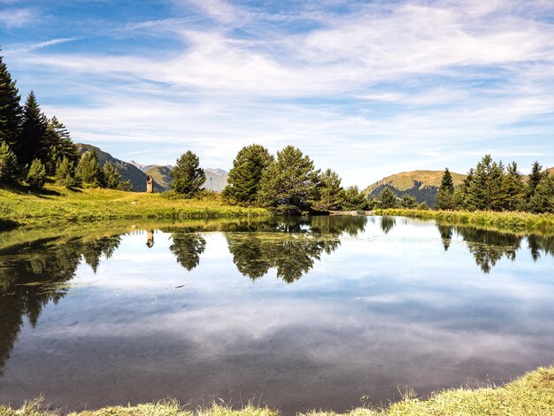 Vista panorámica del lago contra el cielo