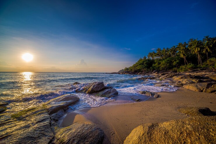 Foto vista panorámica del mar contra el cielo al atardecer