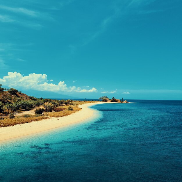 Vista panorámica del mar contra el cielo azul