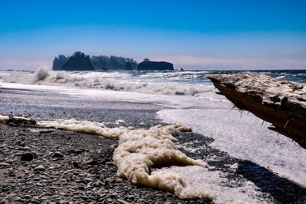 Foto vista panorámica del mar contra el cielo durante el invierno