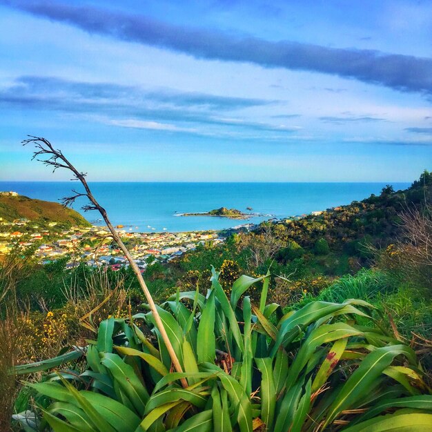 Vista panorámica del mar contra el cielo nublado