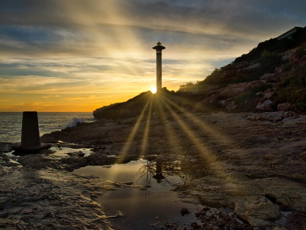 Foto vista panorámica del mar contra el cielo durante la puesta de sol