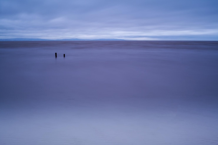 Foto vista panorámica del mar contra el cielo durante la puesta de sol