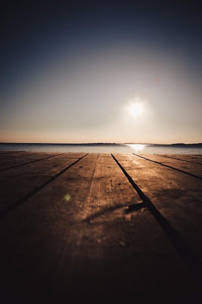 Foto vista panorámica del mar contra el cielo durante la puesta de sol