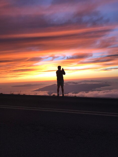 Foto vista panorámica del mar contra el cielo durante la puesta de sol