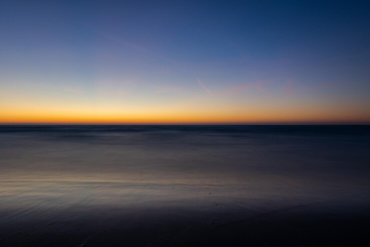 Foto vista panorámica del mar contra el cielo durante la puesta de sol