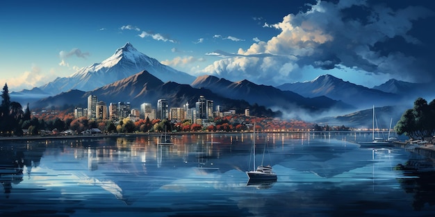 una vista panorámica de un moderno y bullicioso paisaje urbano en Tasmania