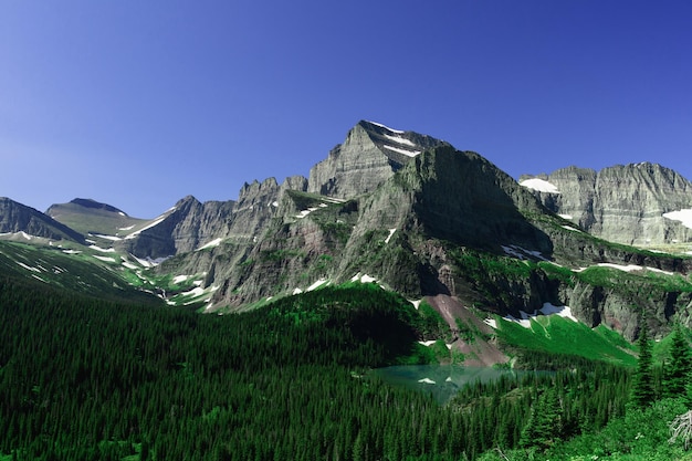 Vista panorámica de las montañas contra el cielo azul