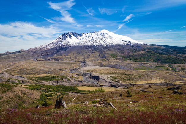 Vista panorámica de las montañas cubiertas de nieve contra el cielo