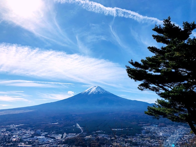 Vista panorámica de las montañas cubiertas de nieve contra el cielo