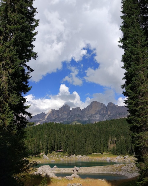 Vista panorámica de las montañas y el lago