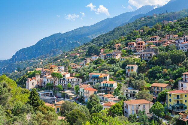 Foto vista panorámica de morano calabro, un pueblo de montaña en calabria, italia