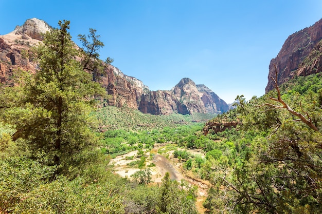 Vista panorámica de la naturaleza virgen del Parque Nacional Zion