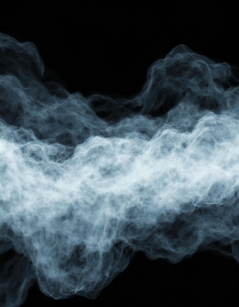 Vista panorámica de la niebla abstracta o el movimiento de humo sobre un fondo negro Niebla de nubosidad blanca