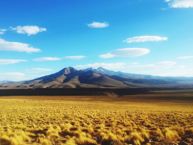 Vista panorámica del paisaje contra el cielo nublado