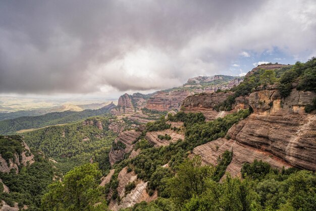 Vista panorámica del paisaje contra el cielo nublado