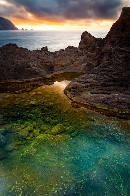 Foto vista panorámica del paisaje contra el cielo durante la puesta de sol