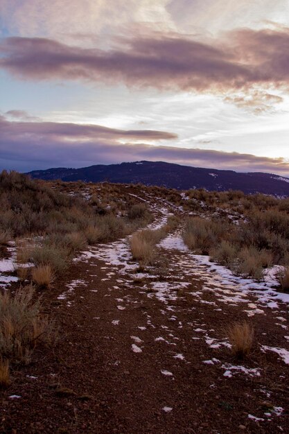 Foto vista panorámica del paisaje contra el cielo durante la puesta de sol