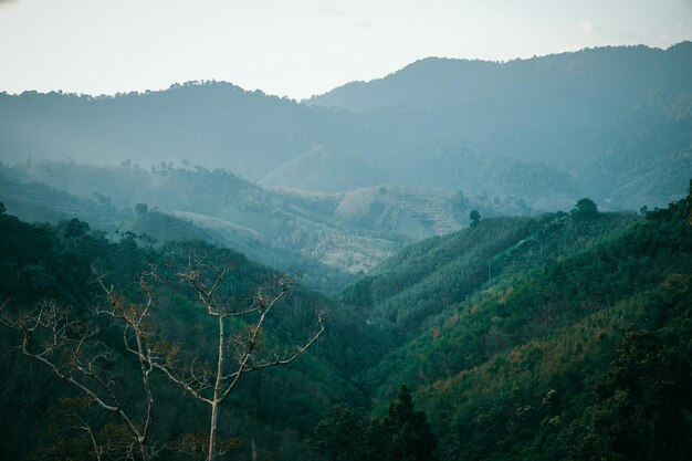 Vista panorámica del paisaje y las montañas contra el cielo