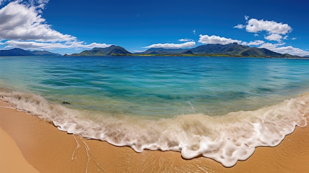 Una vista panorámica de una playa de arena virgen.