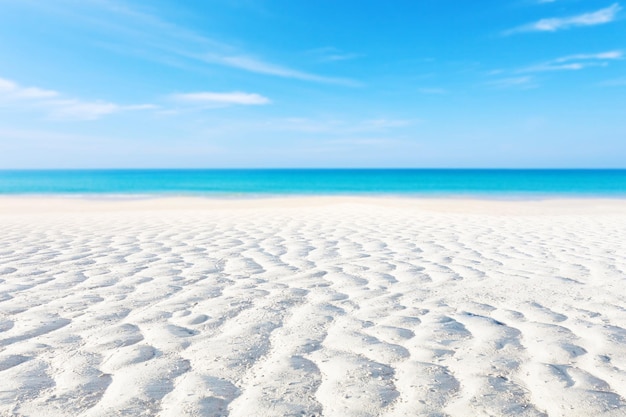 Vista panorámica de la playa contra el cielo azul