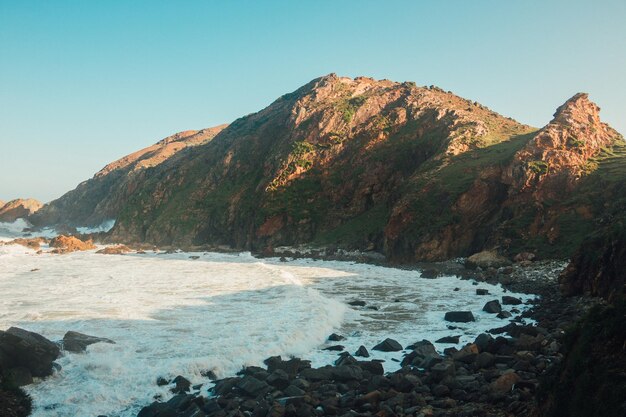 Vista panorámica de la playa contra el cielo despejado