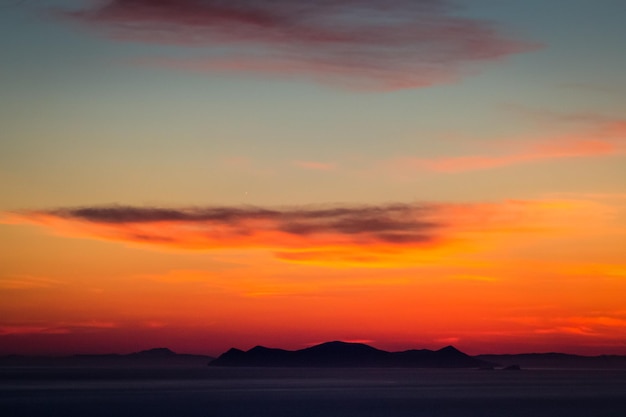 Vista panorámica de la puesta de sol sobre las montañas