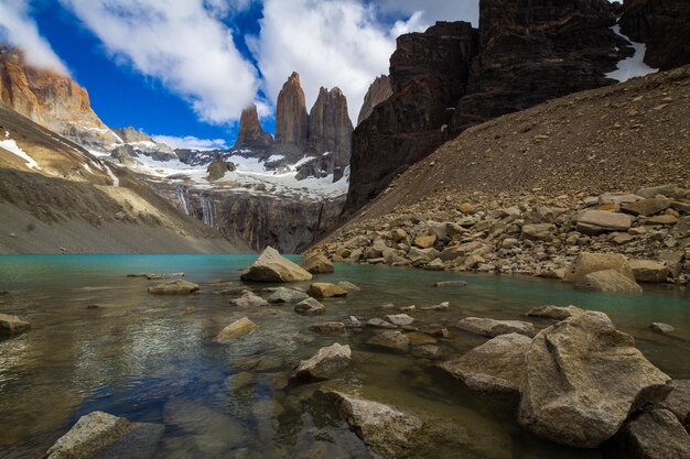 Foto vista panorámica de las rocas y el mar contra el cielo