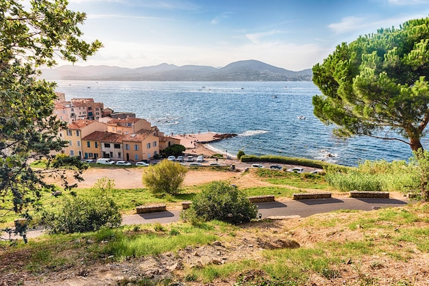 Vista panorámica de Saint Tropez desde Castle Hill Cote d'Azur Francia