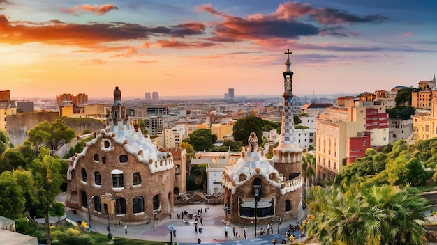 Foto vista panorâmica superior da cidade europeia de girona