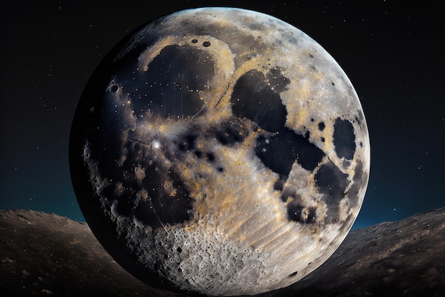 Vista para a lua no espaço sideral