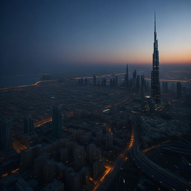 Vista para a torre de Burj Khalifa e uma parte da cidade