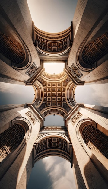 Vista para o céu do Monumento do Arco Majestico