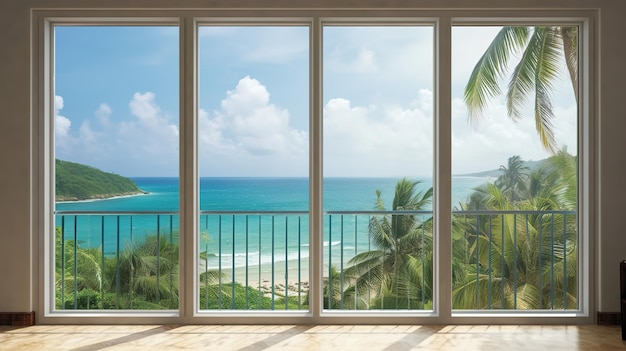 vista de un paraíso tropical desde la ventana