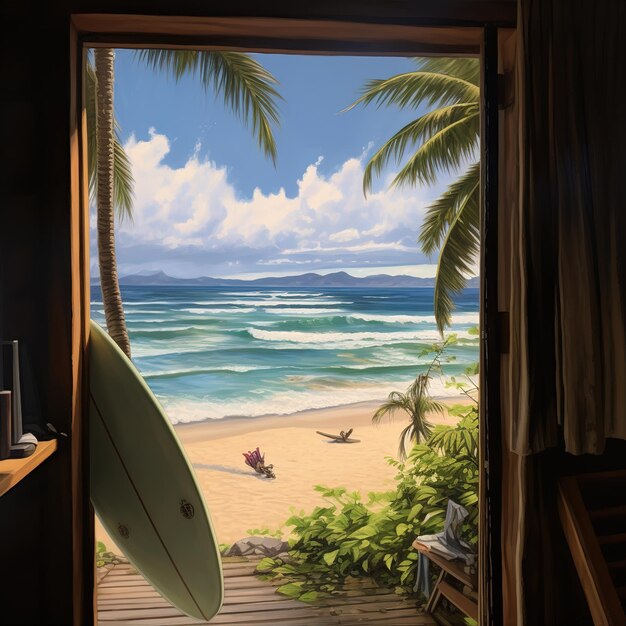 vista de un paraíso tropical desde la ventana