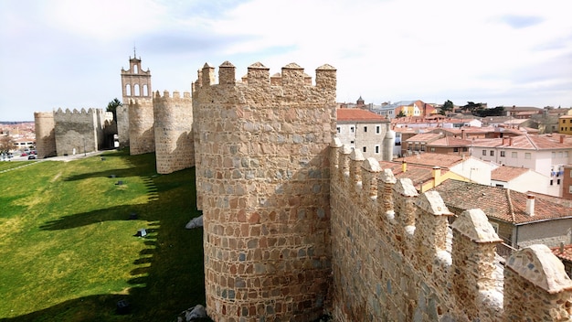 Foto vista parcial, de, a, paredes, de, ávila, espanha