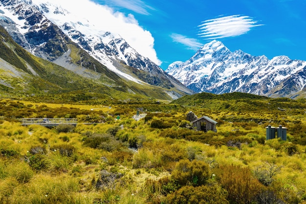 Vista del Parque Nacional Aoraki Mount Cook en Nueva Zelanda