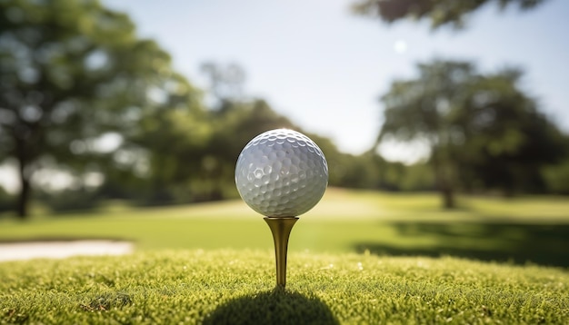 Foto vista de la pelota de golf en el campo