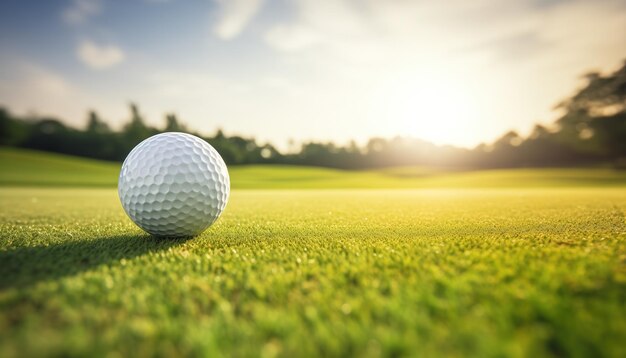 Foto vista de la pelota de golf en el campo