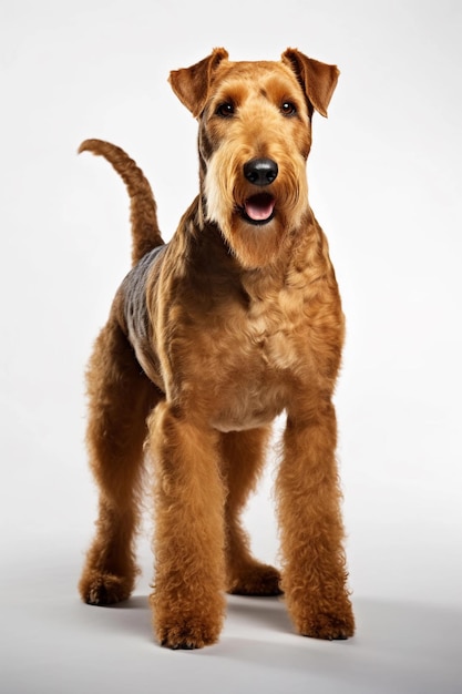 Foto vista de perfil del perro airedale terrier