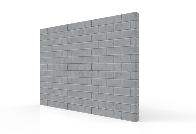 Vista en perspectiva de la pared de pila de ladrillo de cemento con textura con trazado de recorte