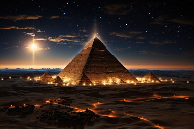 Foto vista de la pirámide de chefrén en el cairo, egipto, vista desde una altura realizada con herramientas de inteligencia artificial generativa