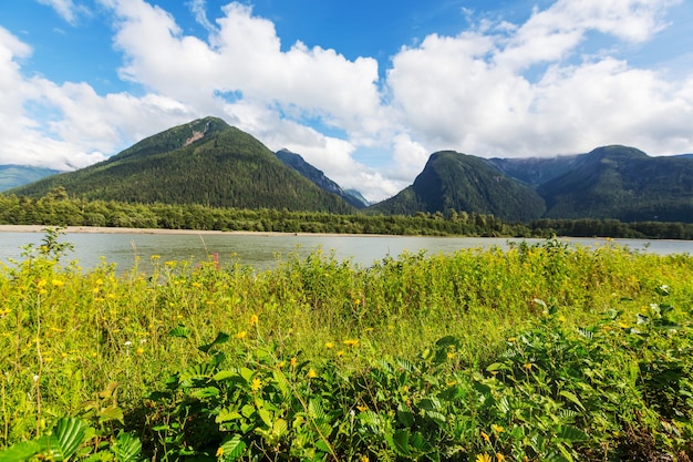 Vista pitoresca da montanha nas Montanhas Rochosas canadenses na temporada de verão