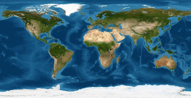 Vista plana da Terra do espaço Mapa físico detalhado do mundo na foto de satélite global
