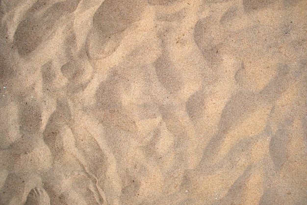 Vista plana de la superficie de arena amarilla limpia que cubre la playa junto al mar Textura de arena