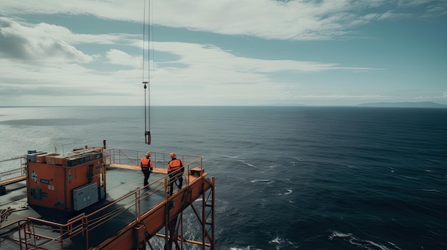 Una vista desde la plataforma petrolera en alta mar