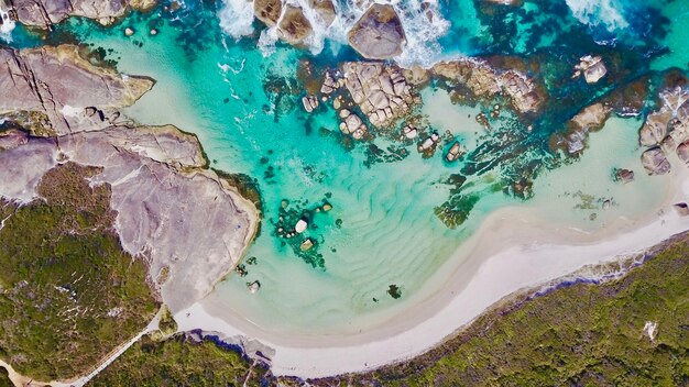 Foto vista de la playa en ángulo alto